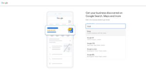 google business profile register business page