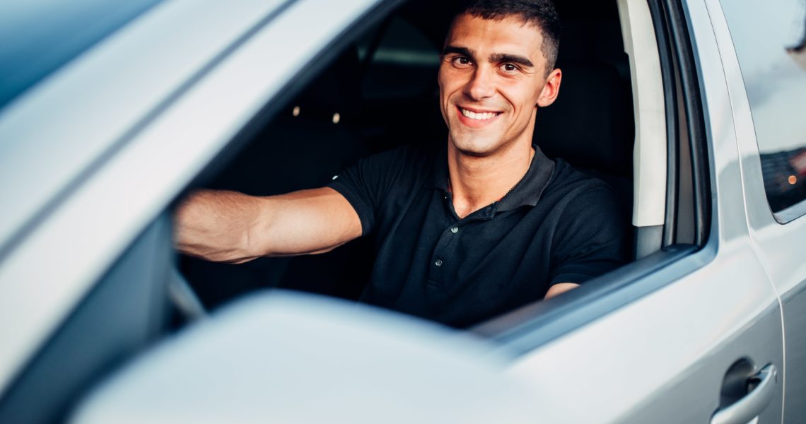 male driver in dealership advertising campaign