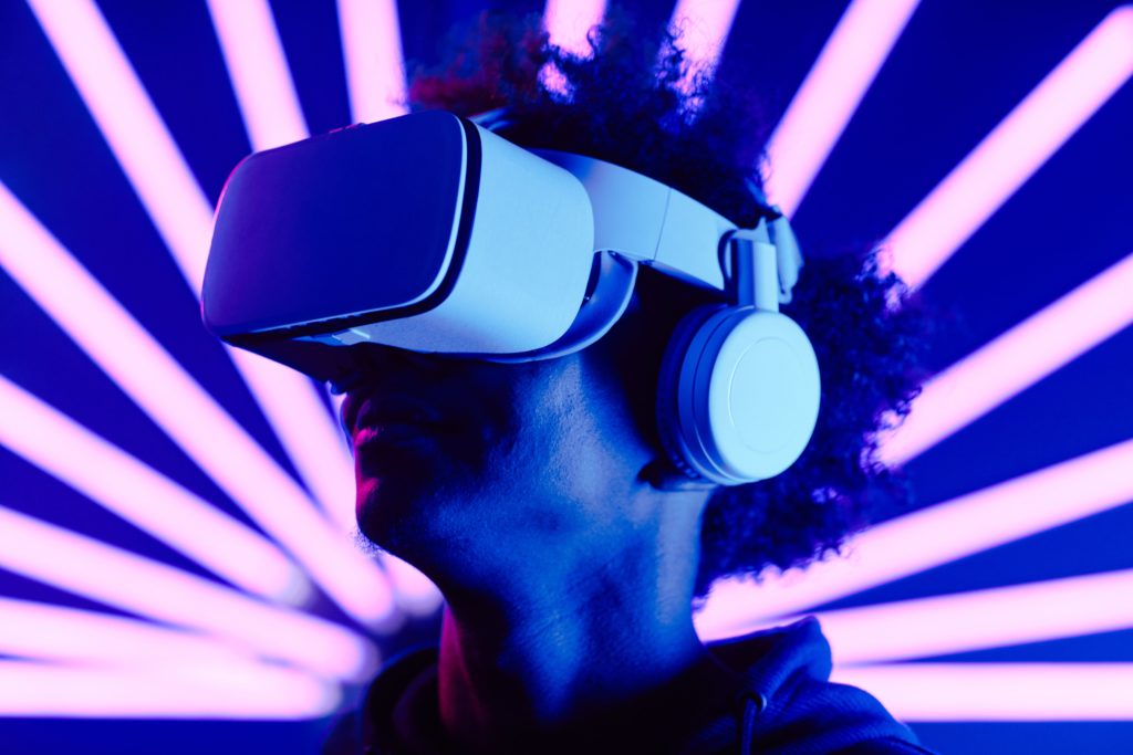 VR/AR - man wearing vr goggles